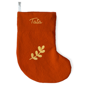 Chaussette Cadeau de Noël  personnalisé terracotta